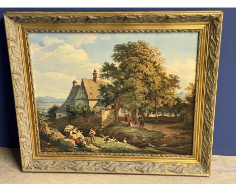 After Picasso, colour print, label Verso, "Jeune homme et Cheval", framed and glazed, and a modern colour print, Continental 
