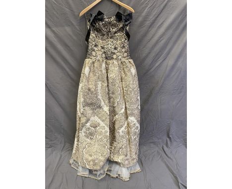 Bespoke vintage ball gown labelled "Hartnell, 26 Bruton street",  gold and black brocade see images 