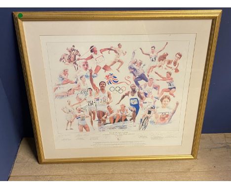 Modern Colour print "Windswept"  West Indies test series year 200 signed in pencil on mount by players.  35 x 51 framed and g