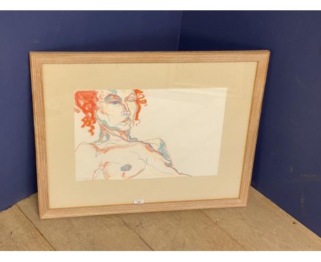 Meryl Setchchell Ainslie, framed pastel portrait of a recumbent female nude 33.5 x 50 