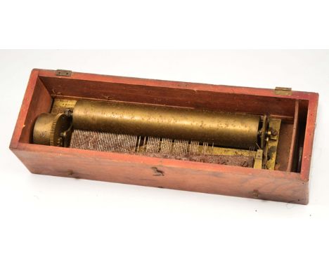 A 19TH CENTURY SWISS MUSICAL BOX, a plain stained box with exterior controls, the movement is signed 'Nicole Freres A Geneve'