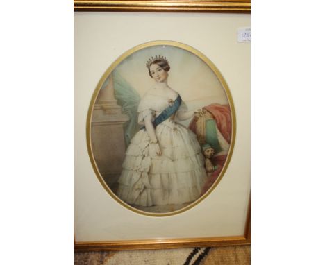 A COLLECTION OF SIX VARIOUS QUEEN VICTORIA RELATED DECORATIVE PRINTS to include a Victoria lithographic portrait of a Chip Vi