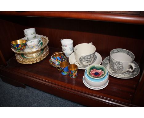 A DAVENPORT POTTERY PART DESSERT SERVICE consisting of pedestal bowl and four plates together with an Adams Old English Sport