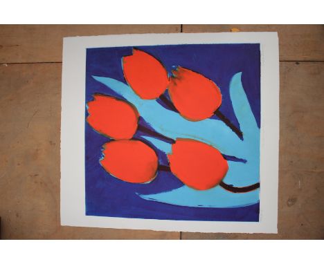SUSIE PERRING "MIDNIGHT TULIPS" PRINT, signed in pencil in the margin, inscribed the title and "State Proof", 49.5cm x 49cm