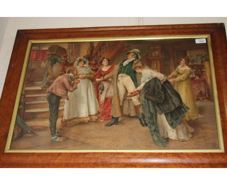 PEARS PRINT IN BURR MAPLEWOOD FRAME "THE HOMECOMING", the frame 61cm x 83cm overall