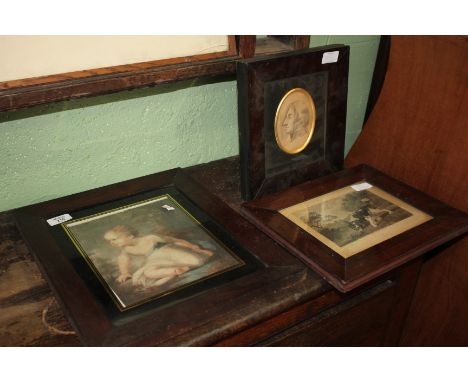 THREE ROSEWOOD PICTURE FRAMES, 31cm x 26.5cm overall together with three further various rosewood picture frames to include o