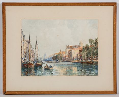 J. R. MILLER,
A DUTCH CANAL
watercolour on paper, signed
35cm x 47cm
Mounted and framed