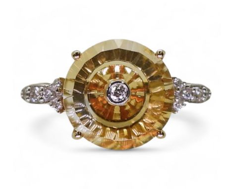 A 9ct gold Glen Lehrer citrine and diamond 'Torus' ring, size S1/2, weight 2.8gms Condition Report:Available upon request