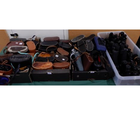 A quantity of binoculars with various makers and models with Nikon, Pentax, E. Leitz, Carl Zeiss, Vipor, Research Optical Co 