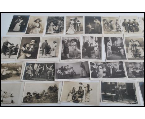 A collection of x44 Edwardian ' Rotary Photographic Series ' postcards of scenes from plays. Each annotated with the title of
