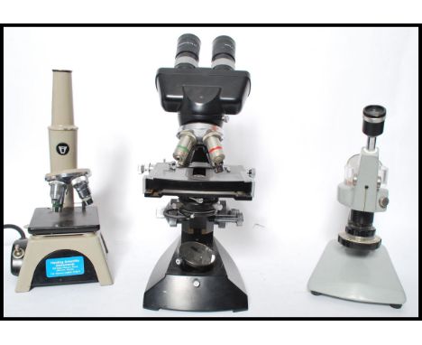 A Ernst Leitz Wetzlar Binocular Microscope,having&nbsp; four objectives and serial number 519-748, with crows foot to top. Me