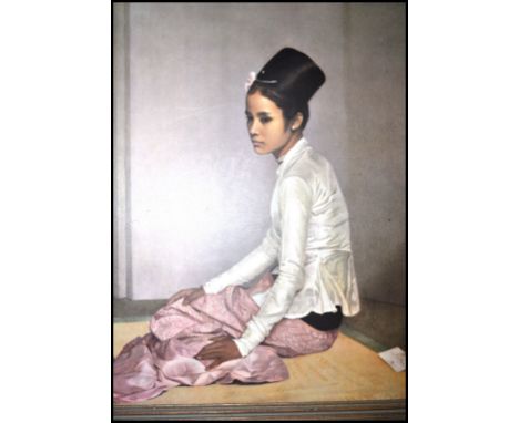 A retro framed and glazed picture print of Saw Ohn Nyun, Princess of Burma by Gerald Festus Kelly. Measures 69cm high x 56cm 