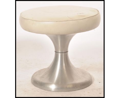 A vintage retro 20th century 1960's mushroom leather and aluminium foot stool - footstool in the manner of Arkana.
