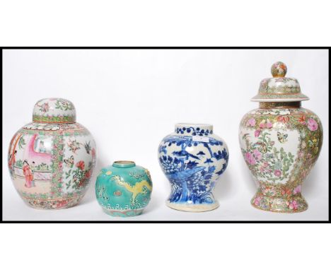 A group of Oriental Chinese ceramic items to include a 19th century Chinese blue and white ginger jar, a Chinese ginger jar w