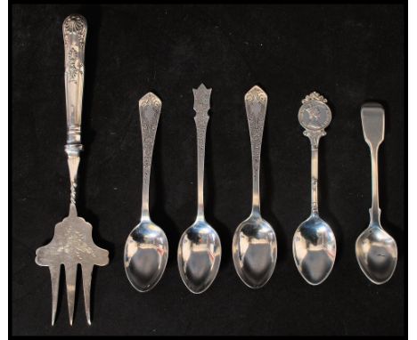 A group of five silver hallmarked spoons to include a pair of teaspoons Sheffield 1907 by W.S. Savage and Co. another Sheffie