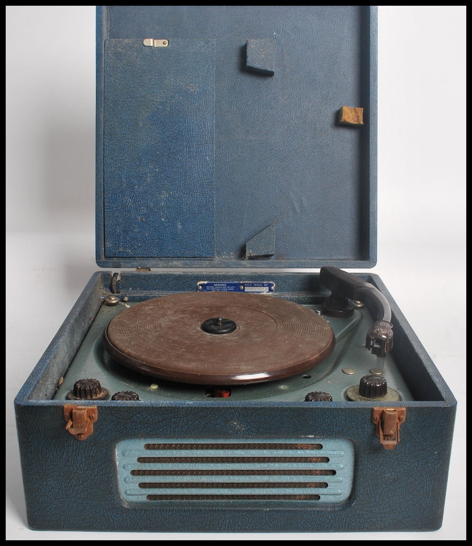 A vintage mid 20th century Pye Collaro portable record player radio