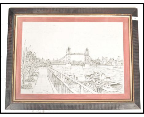 A framed and glazed limited edition print picture&nbsp; ( 2 / 100 ) of Tower Bridge London by artist Stephen Wiltshire.&nbsp;