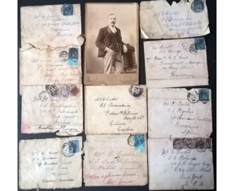 Old British stamped envelopes (x31).Q.Victoria (25) &amp; Edward 7th (6). Same addressee: Charles Carter (a Master Mariner) o