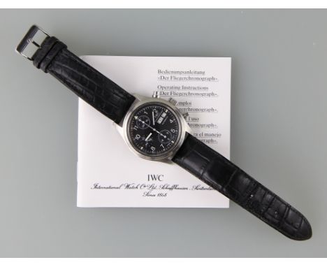 HAU "IWC Fliegerchronograph 3706"Gehäuse Edelstahl mit verschraubtem Boden, Automatikwerk, Stoppfunktionen auslösbar über sei