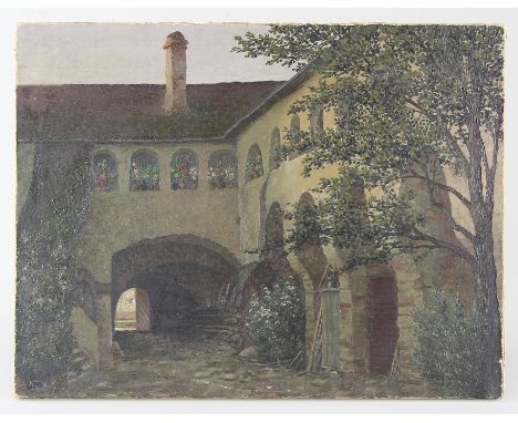 Zach, Karl Anton (Österreichischer Maler, 1868 - 1959)Gemälde, Öl auf Leinwand, Innenhof eines Hofanlage in der Wachau, unten