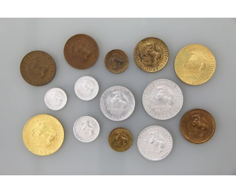 WestfalenKonvolut Notgeld, 14 Stücke, dabei 5 Mark 1921, 10 Mark 1921, 100 Mark 1922, 500 Mark 1922, 10000 Mark 1923 (vergold