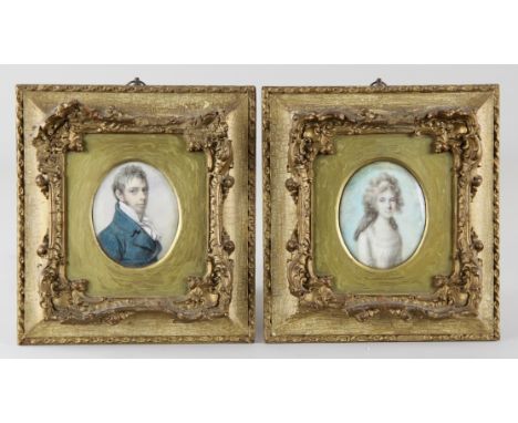 Cosway, Richard (Tiverton 1742 - 1821 London) attr.Paar Miniaturen, Gouache/Grisaille, Portrait Thomas Whitmore und seiner Sc