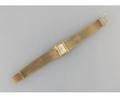 DAU "Jaeger - LeCoultreGehäuse und Armband Gelbgold 18kt., dicht gestricktes Armband mit doppelt arretierbarer Bügelschließe,