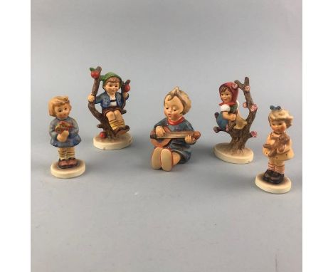 COLLECTION OF HUMMEL FIGURES AND PLATES, including Apple Tree Boy, Apple Tree Girl, Morning Stroll, Just Resting, Joyful, Cel