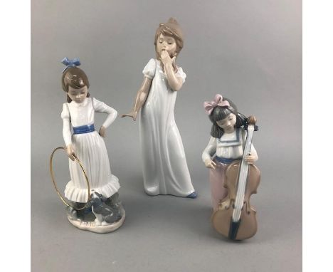 NAO FIGURE GROUP OF A BRIDE AND GROOM, 23cm high, along with five other Nao figures, including a girl with a cello, a girl wi