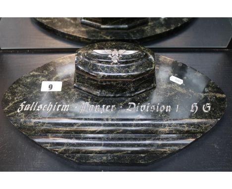 WWII Hermann Göring Marble Inkstand from Carinhall the country residence of Hermann Göring, used by the Göring division guard