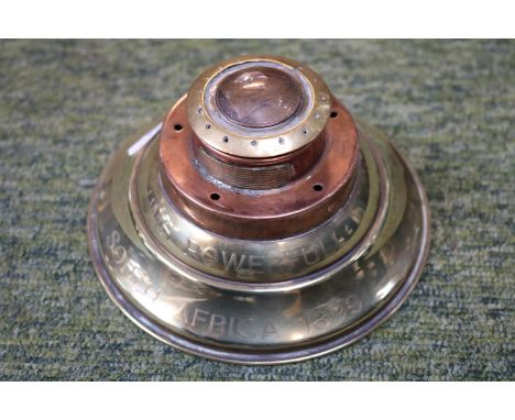 Boar War Brass Naval Inkwell from HMS Powerfull South Africa 1899. 14cm in Diameter 