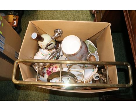 Collection of assorted Ceramics and bygones and a Brass Coat rack 