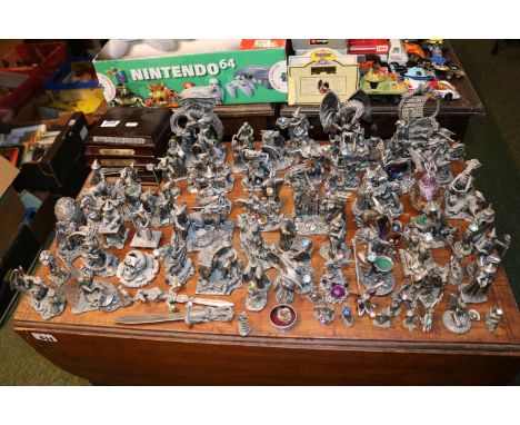 Large Collection of assorted Myth and Magic Metal figures to include Dragons, Wizards etc