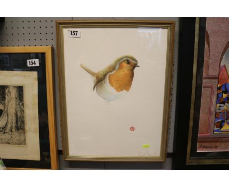 Framed Print 'Robin' by Karl Martens signed in Pencil 