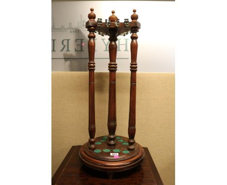 20thC Rotating Snooker Cue stand with turned detail 