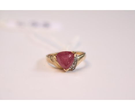 Ladies 9ct Gold Tri Ruby claw set ring Size N. 2.7g total weight 