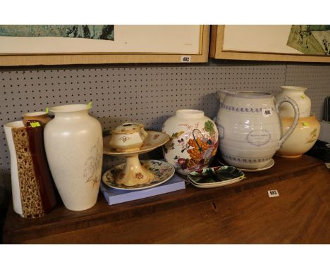 Collection of 19thC and later Ceramics to include Wesley Chapel Oldham 1858 Ewer, Poole Vase etc