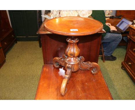 Victorian Mahogany Scroll Tripod with later circular mahogany top 