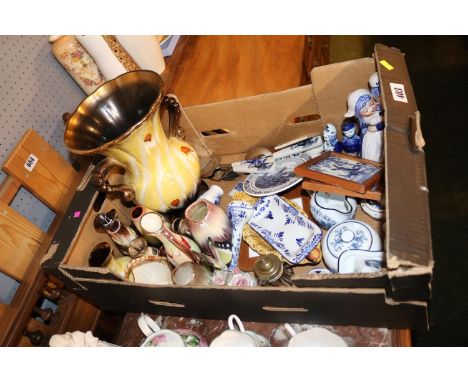 Box of assorted Ceramics to include Mid Century ceramics, Delft etc
