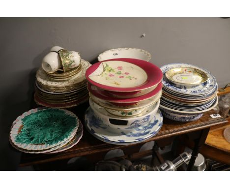 Collection of English and European ceramics to include Dessert Plates, Majolica etc