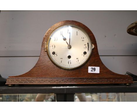 Oak Cased Westminster Chimes Mantel clock with numeral dial 