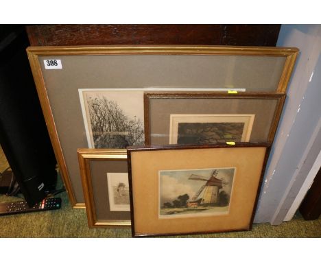Collection of Framed Pictures and Prints to include Wilfred Ball etching singed in Pencil 