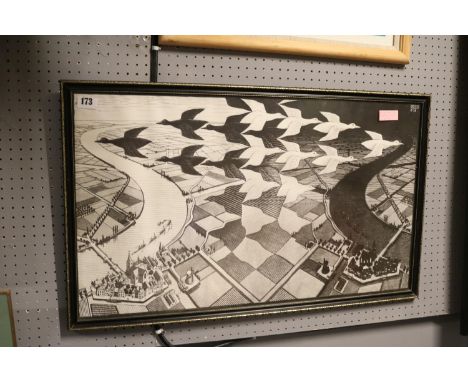 Maurits Cornelis Escher 1898–1972 Print entitled Day &amp; Night 