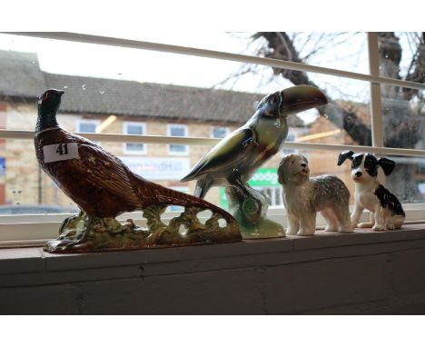 Beswick Pheasant 1225 and a collection of Ceramic animals 