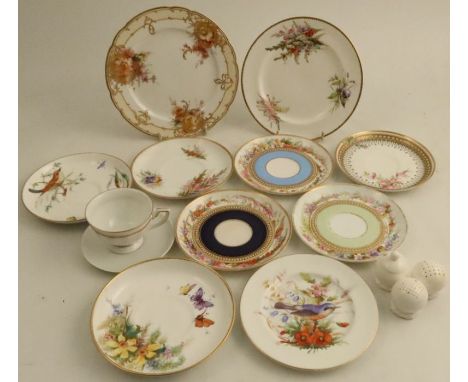 A Royal Worcester plate, decorated with a bird and poppies, together with another Worcester plate, various other plates and s