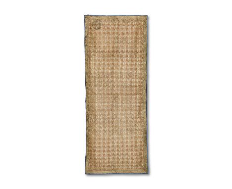 An unusual Persian silk panelLate 17th/early 18th centuryThe main field with metal thread of striped rows of flowering roses 