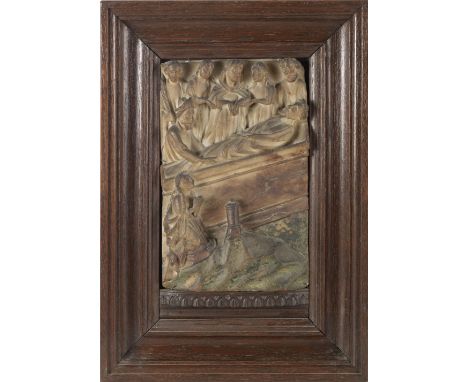 A Medieval Nottingham carved alabaster relief panel depicting the EntombmentProbably second half 15th centuryThe panel carved
