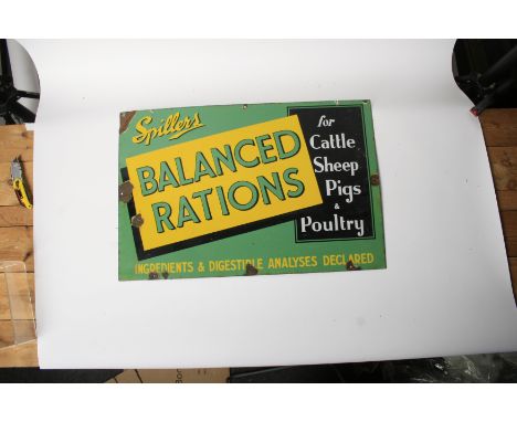 Two enamel advertising signs,each single-sided for Colemans Mustard, 87 x 96cm and Spiller's Balanced Rations for Cattle, She
