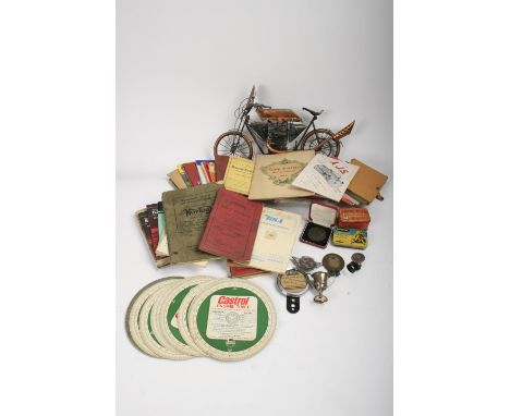 Assorted Motorcycle sales brochures, books, memorabilia and spares.including 1914 Royal Enfield, full range catalogue; 1911-1