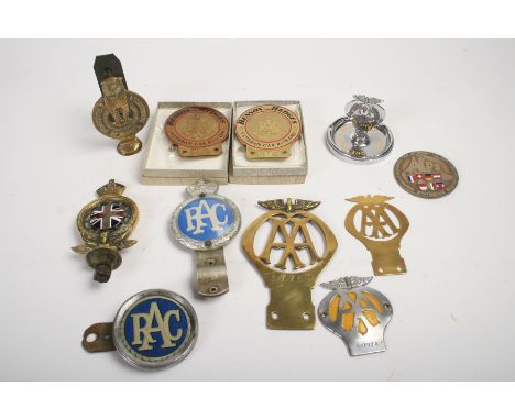 Assorted car badges,including 1920s RAC full member's badge by Elkington, number DF357, enamel chipped with loss; a post 1952